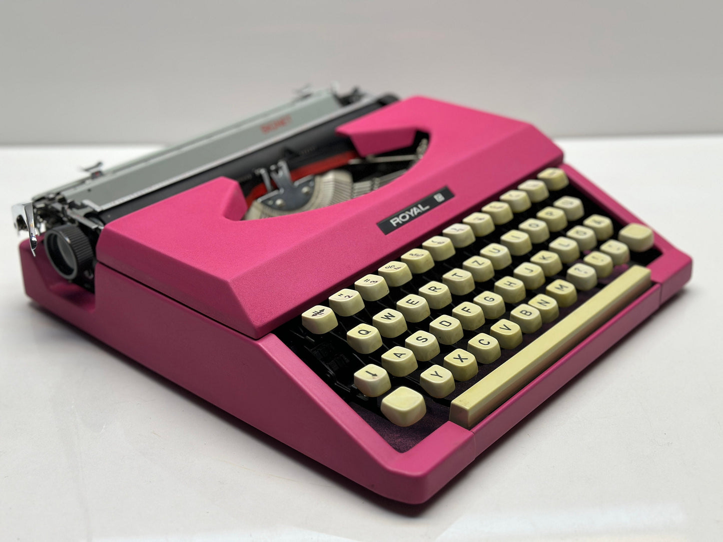 Royal B Typewriter - Antique Typewriter - The Best Typewriter - Working Typewriter, Vibrant Fuchsia Design, and Complete Set with Black Bag