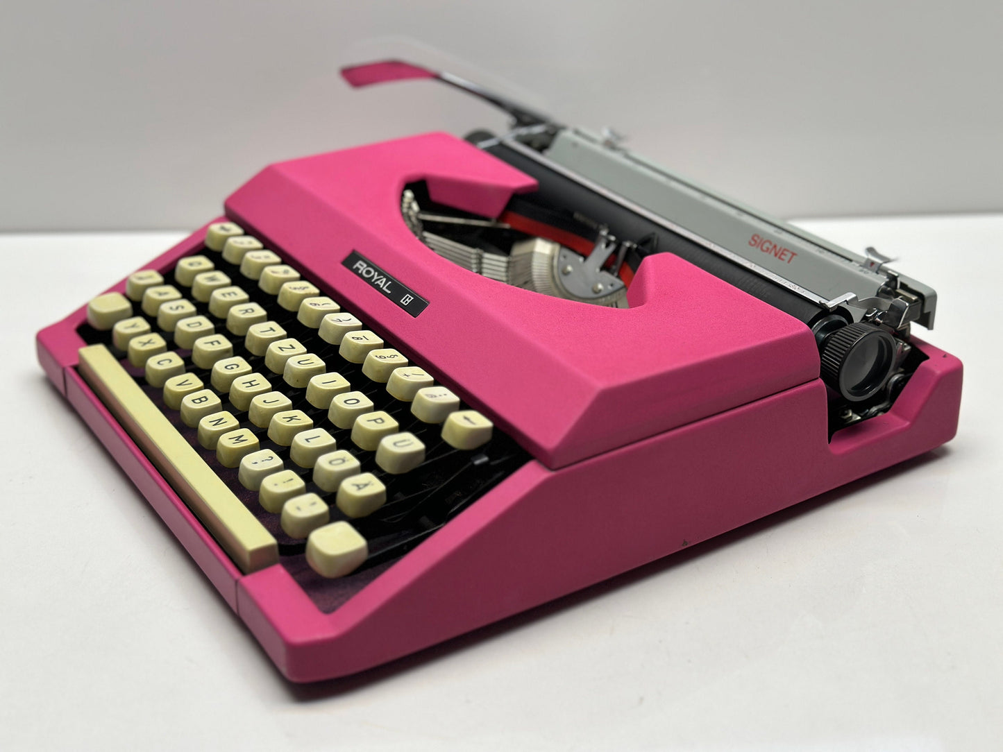 Royal B Typewriter - Antique Typewriter - The Best Typewriter - Working Typewriter, Vibrant Fuchsia Design, and Complete Set with Black Bag