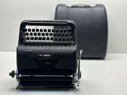 Olympia SM3 Black Typewriter - Premium Quality, Highly Preferred Model, QWERTY Option, Custom Black Case, Panther-Like Elegance,Best Gift