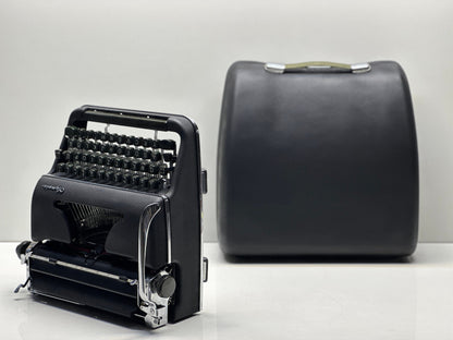 Olympia SM3 Black Typewriter - Premium Quality, Highly Preferred Model, QWERTY Option, Custom Black Case, Panther-Like Elegance,Best Gift