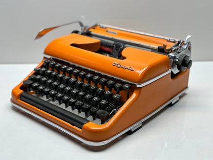 Orange Olympia SM3 Typewriter - QWERTY Keyboard, Fusion of Timeless Aesthetics and Functionality