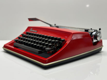 Adler Contessa Deluxe Typewriter - Red Body, QWERTZ Option, Refurbished with Black Bag, Antique Typewriter