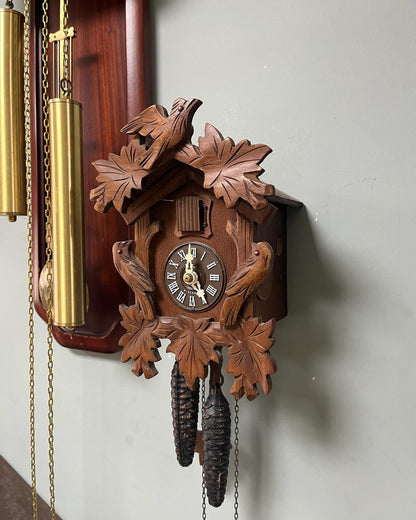 Antique German Cuckoo Clock with Wooden Case | 21x15 cm | Collectible Vintage Timepiece | Fully Functional