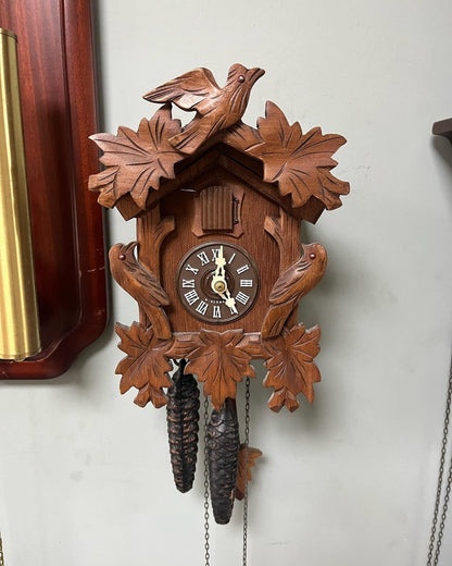Antique German Cuckoo Clock with Wooden Case | 21x15 cm | Collectible Vintage Timepiece | Fully Functional