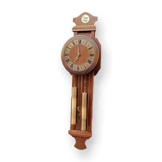 Antique Tempus Fugit Wall Clock | 1960s | German Made | Dual Weight Winding Mechanism | Fully Functional