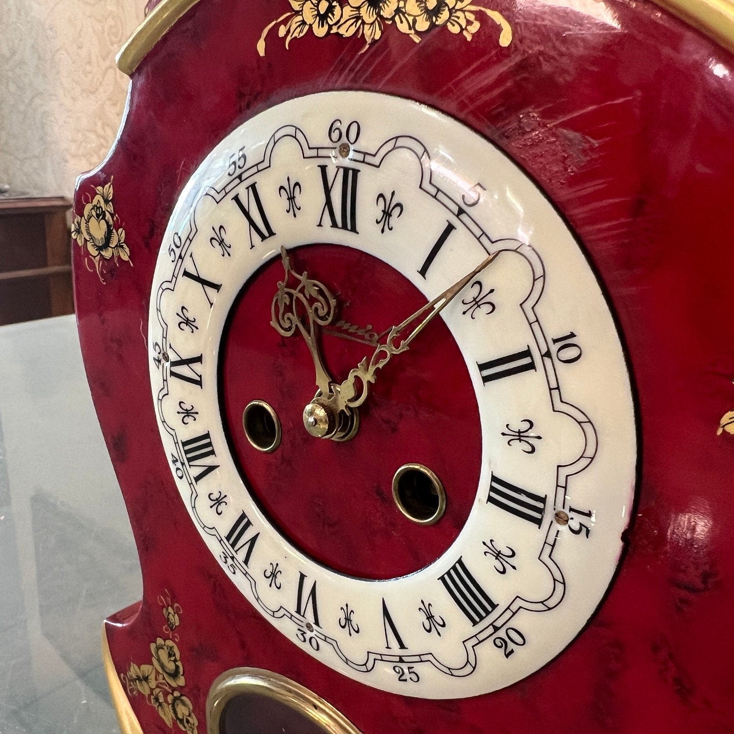Collectible Antique Schmid Porcelain Dial Mantel Clock - Double Wind, Perfect Condition