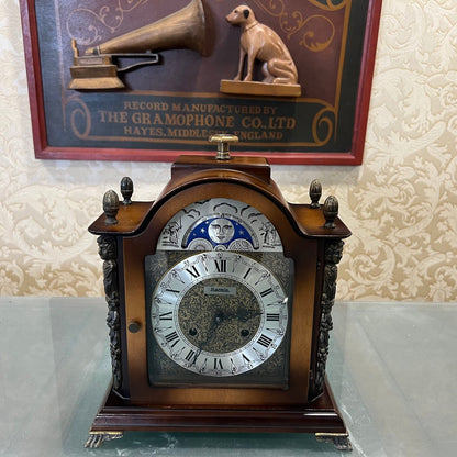 Collectible Antique Hermle Moonphase Wooden Mantel Clock - Perfect Condition, Fully Functional