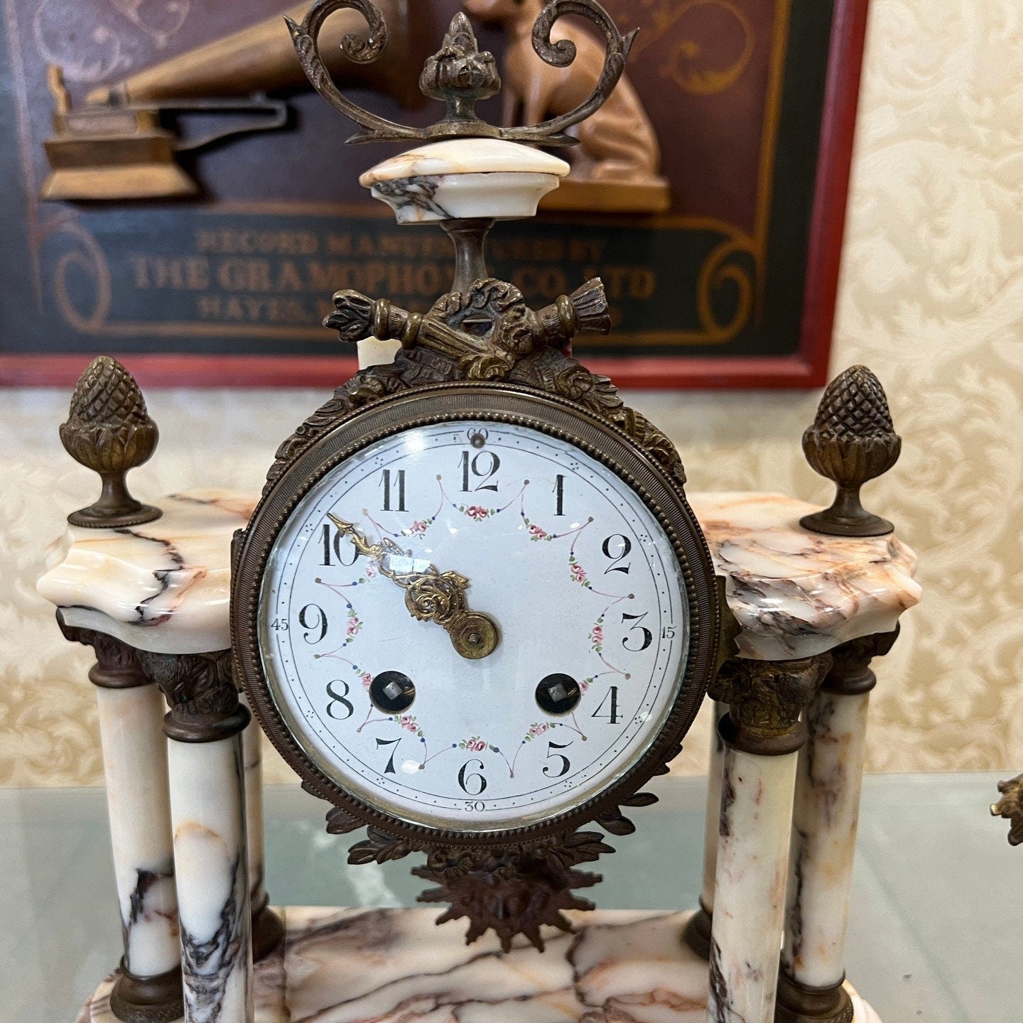 Collectible Antique French Marble Base Mantel Clock - Perfect Condition, Fully Functional, Elegant Design