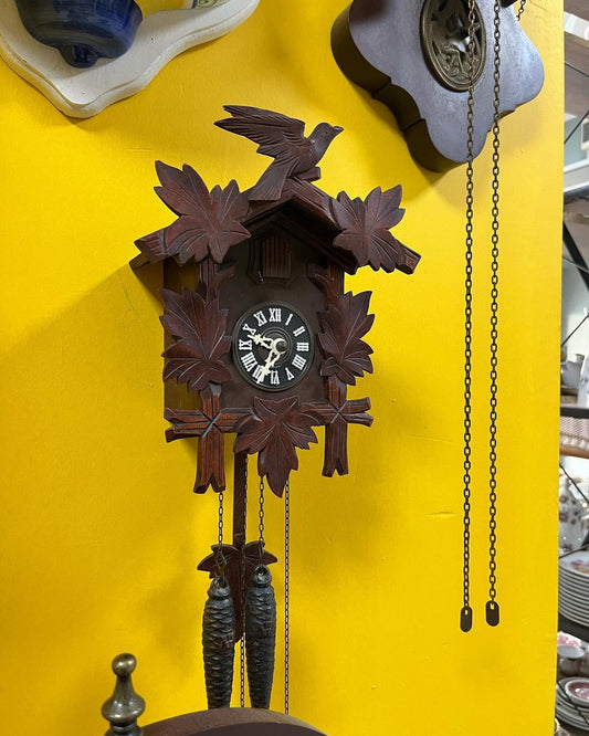 Antique German Cuckoo Clock with Wooden Case | 27x20 cm | Collectible Vintage Timepiece | Fully Functional