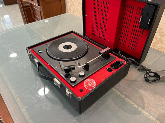 French His Master's Voice Portable Record Player | All Speeds Including 78 RPM | High Condition | Fully Functional- Turntable