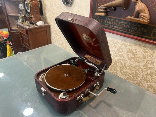 Flawless 1930s French Portable Gramophone | Fully Functional | Rare Piece- Turntable