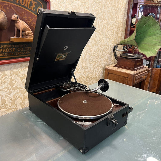 Flawless His Master's Voice No. 4 Portable Gramophone | Fully Functional- Turntable