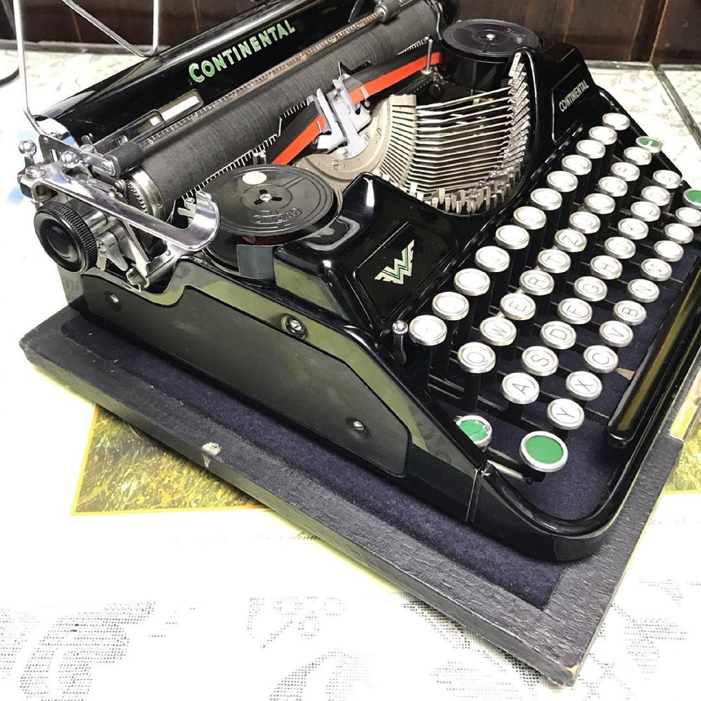Continental Typewriter | Glass Keyboard, Fully Operational | Classic Black Elegance for an Unforgettable Writing Experience