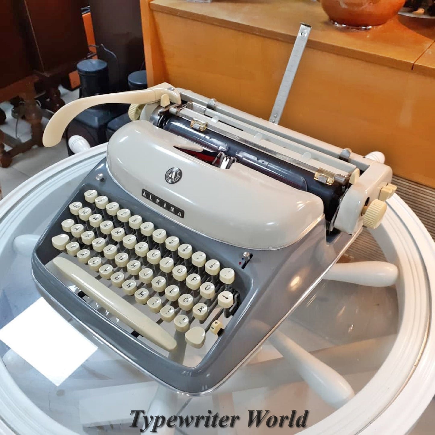 Alpina Typewriter | Antique Typewriter | Working Typewriter | Working Perfectly | Fabulous Gift - White Keyboard and Blue Typewriter